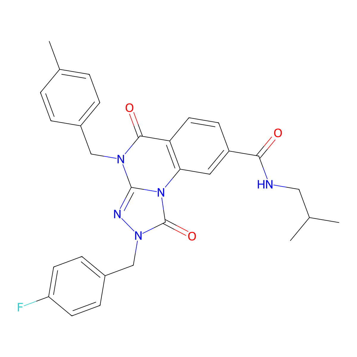 2-(4-fluorobenzyl)-N-isobutyl-4-(4-methylbenzyl)-1,5-dioxo-1,2,4,5-tetrahydro-[1,2,4]triazolo[4,3-a]quinazoline-8-carboxamide molecular structure, CAS 1223985-09-8