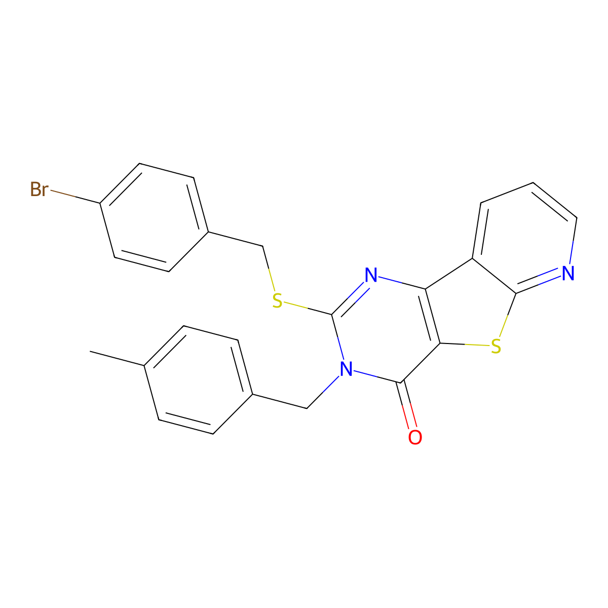 4-{[(4-Bromophenyl)methyl]sulfanyl}-5-[(4-methylphenyl)methyl]-8-thia-3,5,10-triazatricyclo[7.4.0.0^{2,7}]trideca-1(9),2(7),3,10,12-pentaen-6-one molecular structure, CAS 1223985-91-8