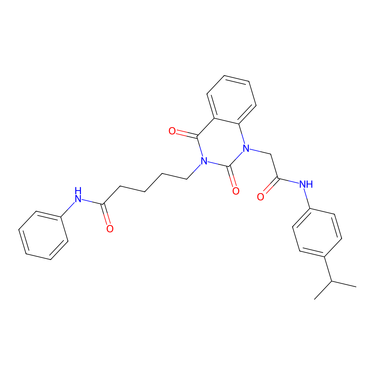5-(1-(2-((4-isopropylphenyl)amino)-2-oxoethyl)-2,4-dioxo-1,2-dihydroquinazolin-3(4H)-yl)-N-phenylpentanamide molecular structure, CAS 1223987-06-1