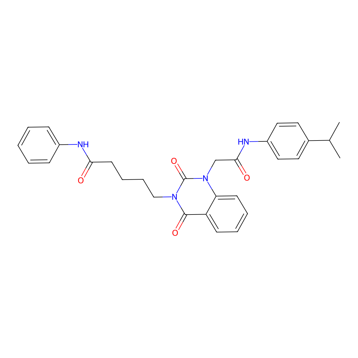 5-(1-(2-((4-isopropylphenyl)amino)-2-oxoethyl)-2,4-dioxo-1,2-dihydroquinazolin-3(4H)-yl)-N-phenylpentanamide molecular structure, CAS 1223987-06-1