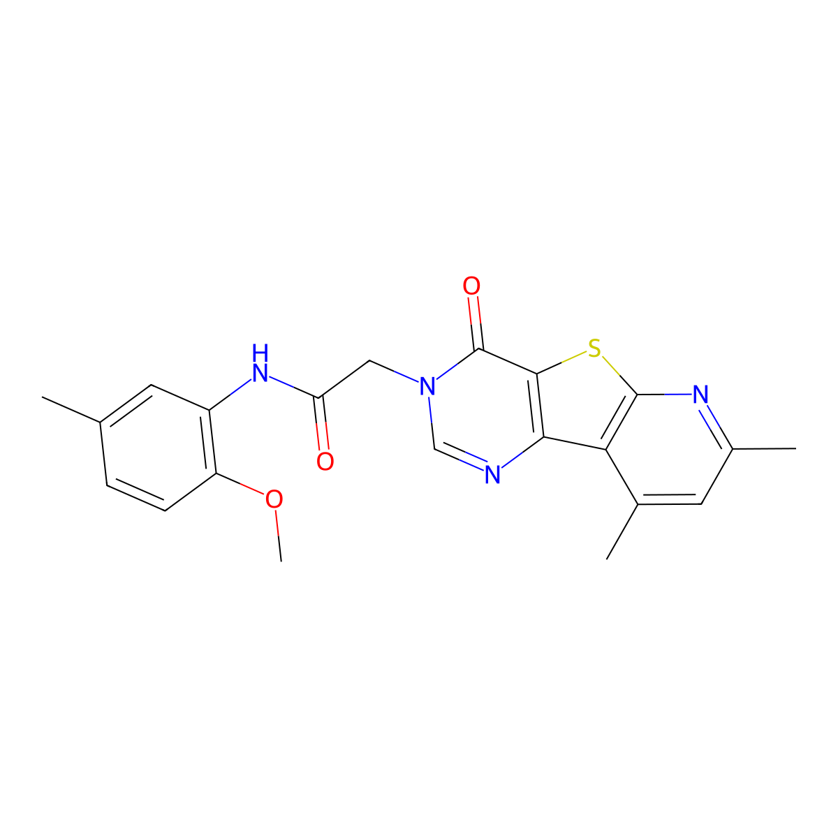 2-(7,9-dimethyl-4-oxopyrido[3',2':4,5]thieno[3,2-d]pyrimidin-3(4H)-yl)-N-(2-methoxy-5-methylphenyl)acetamide molecular structure, CAS 1223987-12-9
