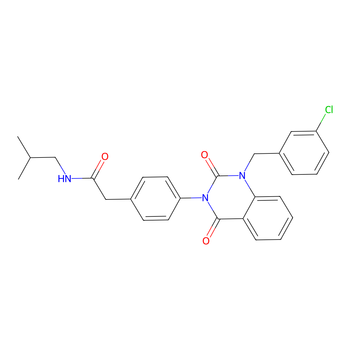 2-(4-(1-(3-chlorobenzyl)-2,4-dioxo-1,2-dihydroquinazolin-3(4H)-yl)phenyl)-N-isobutylacetamide molecular structure, CAS 1223988-46-2