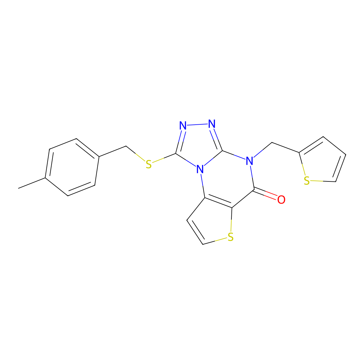 1-((4-methylbenzyl)thio)-4-(thiophen-2-ylmethyl)thieno[2,3-e][1,2,4]triazolo[4,3-a]pyrimidin-5(4H)-one molecular structure, CAS 1223990-69-9