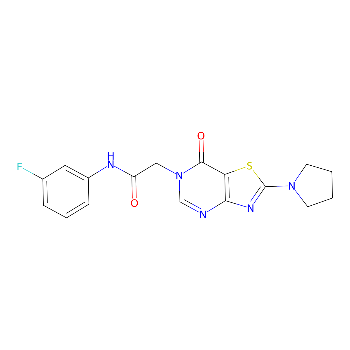 N-(3-fluorophenyl)-2-(7-oxo-2-(pyrrolidin-1-yl)thiazolo[4,5-d]pyrimidin-6(7H)-yl)acetamide molecular structure, CAS 1223991-30-7