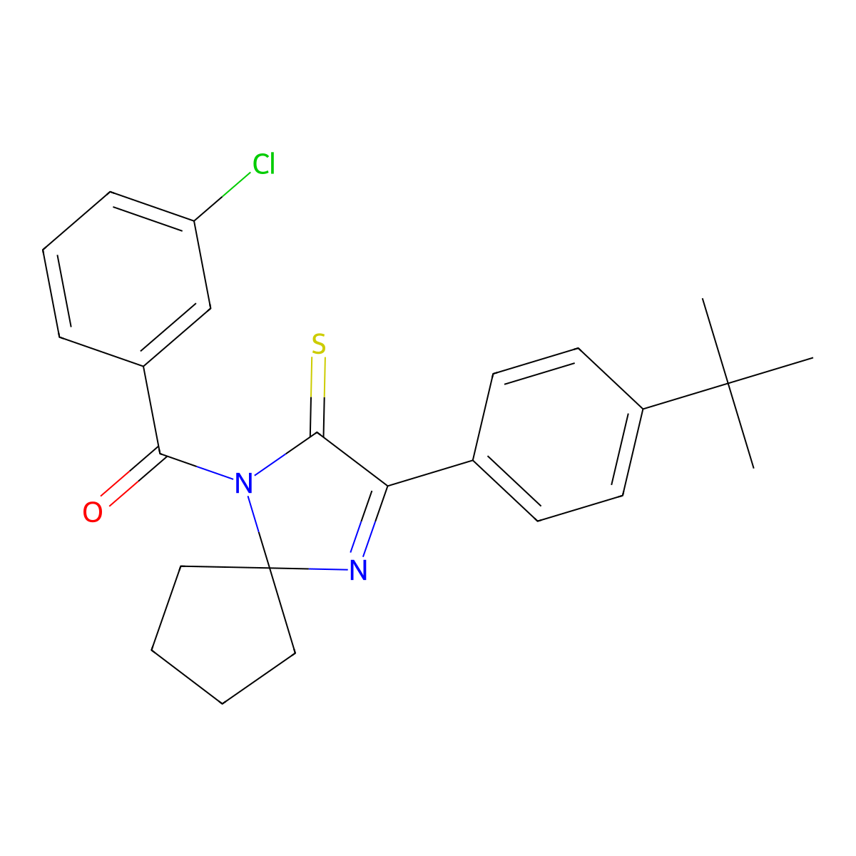 3-(4-Tert-butylphenyl)-1-(3-chlorobenzoyl)-1,4-diazaspiro[4.4]non-3-ene-2-thione molecular structure, CAS 1223992-66-2