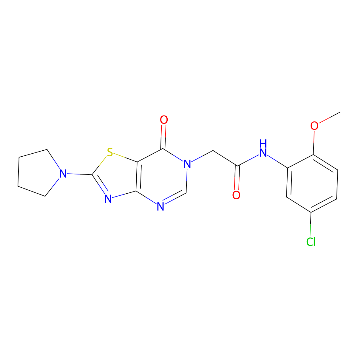 N-(5-chloro-2-methoxyphenyl)-2-(7-oxo-2-(pyrrolidin-1-yl)thiazolo[4,5-d]pyrimidin-6(7H)-yl)acetamide molecular structure, CAS 1223993-03-0