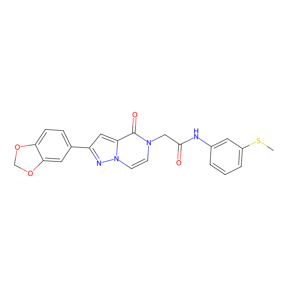 2-[2-(1,3-benzodioxol-5-yl)-4-oxopyrazolo[1,5-a]pyrazin-5(4H)-yl]-N-[3-(methylsulfanyl)phenyl]acetamide molecular structure, CAS 1223993-66-5