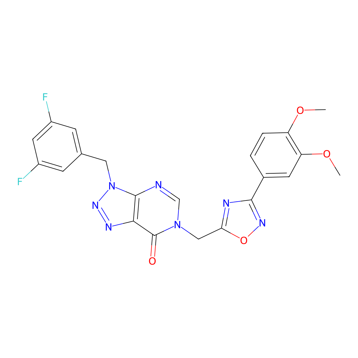 3-(3,5-difluorobenzyl)-6-((3-(3,4-dimethoxyphenyl)-1,2,4-oxadiazol-5-yl)methyl)-3H-[1,2,3]triazolo[4,5-d]pyrimidin-7(6H)-one molecular structure, CAS 1223994-28-2