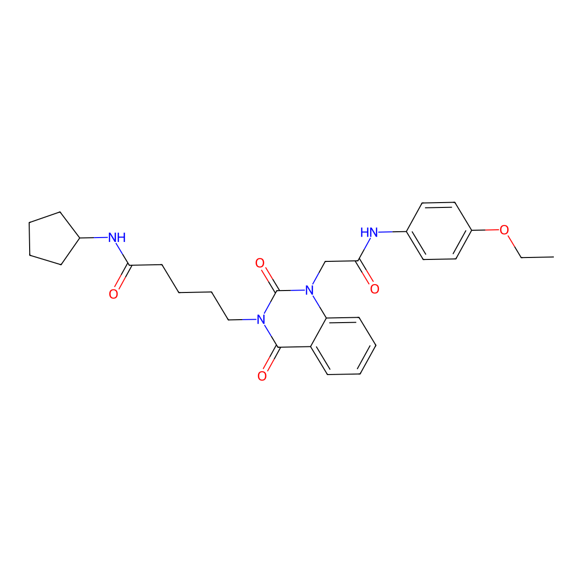 N-cyclopentyl-5-(1-(2-((4-ethoxyphenyl)amino)-2-oxoethyl)-2,4-dioxo-1,2-dihydroquinazolin-3(4H)-yl)pentanamide molecular structure, CAS 1223996-27-7