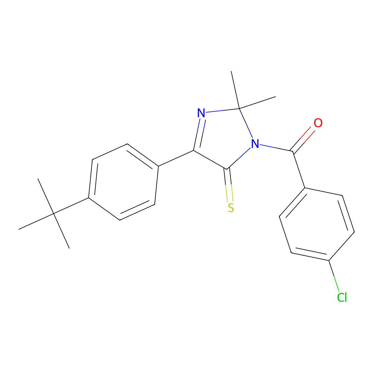 4-(4-tert-butylphenyl)-1-(4-chlorobenzoyl)-2,2-dimethyl-2,5-dihydro-1H-imidazole-5-thione molecular structure, CAS 1223996-64-2