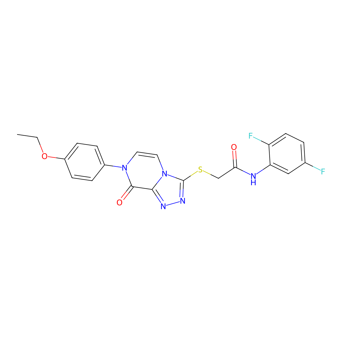 N-(2,5-difluorophenyl)-2-((7-(4-ethoxyphenyl)-8-oxo-7,8-dihydro-[1,2,4]triazolo[4,3-a]pyrazin-3-yl)thio)acetamide molecular structure, CAS 1223997-42-9