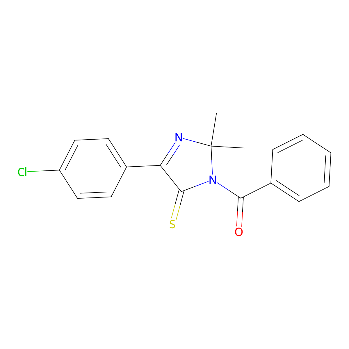 1-benzoyl-4-(4-chlorophenyl)-2,2-dimethyl-2,5-dihydro-1H-imidazole-5-thione molecular structure, CAS 1223998-14-8