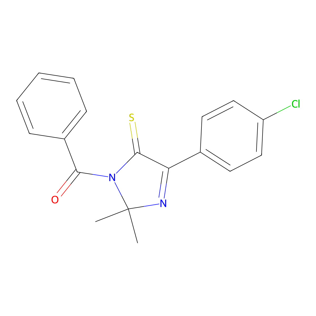 1-benzoyl-4-(4-chlorophenyl)-2,2-dimethyl-2,5-dihydro-1H-imidazole-5-thione molecular structure, CAS 1223998-14-8