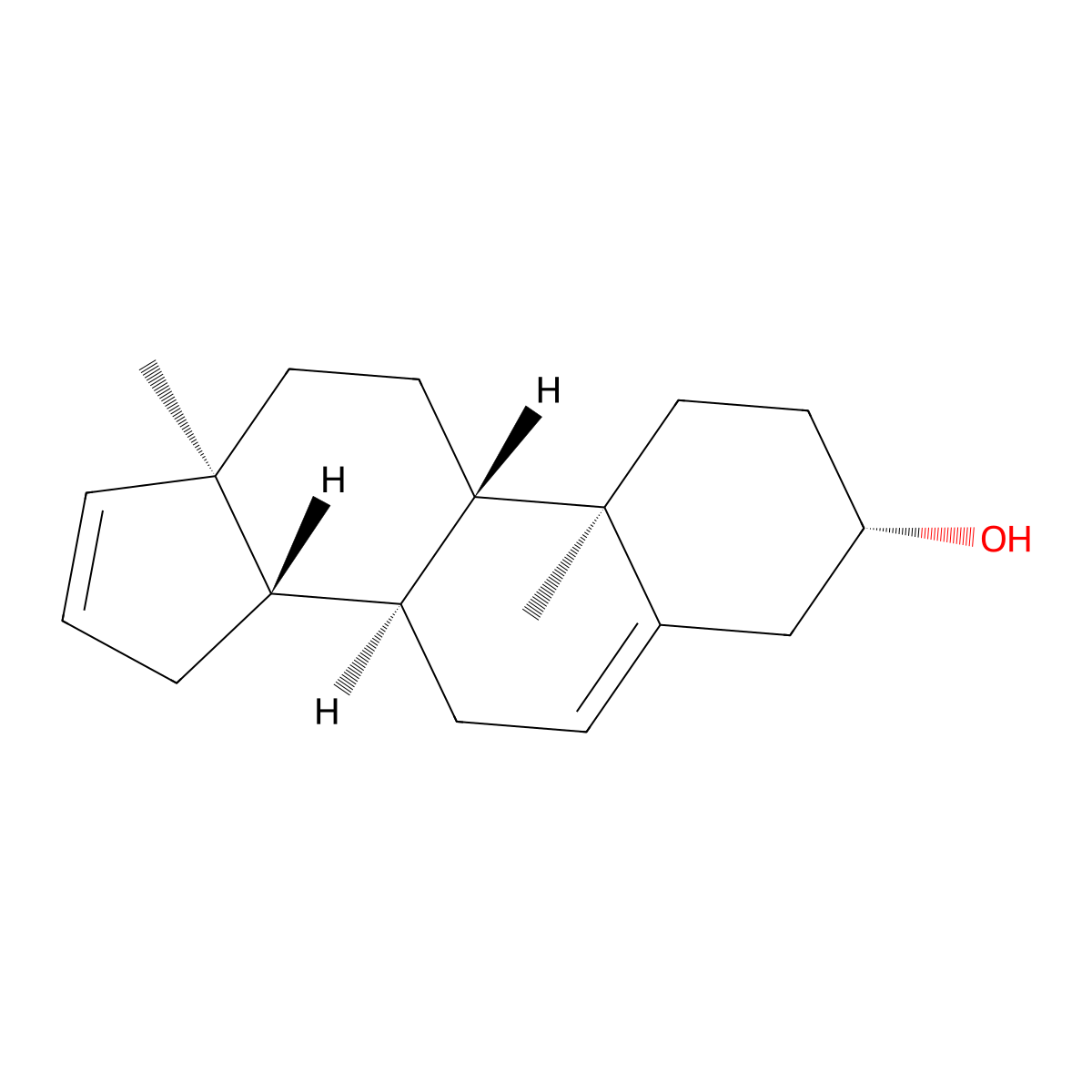 Androsta-5,16-dien-3 beta-ol molecular structure, CAS 1224-94-8