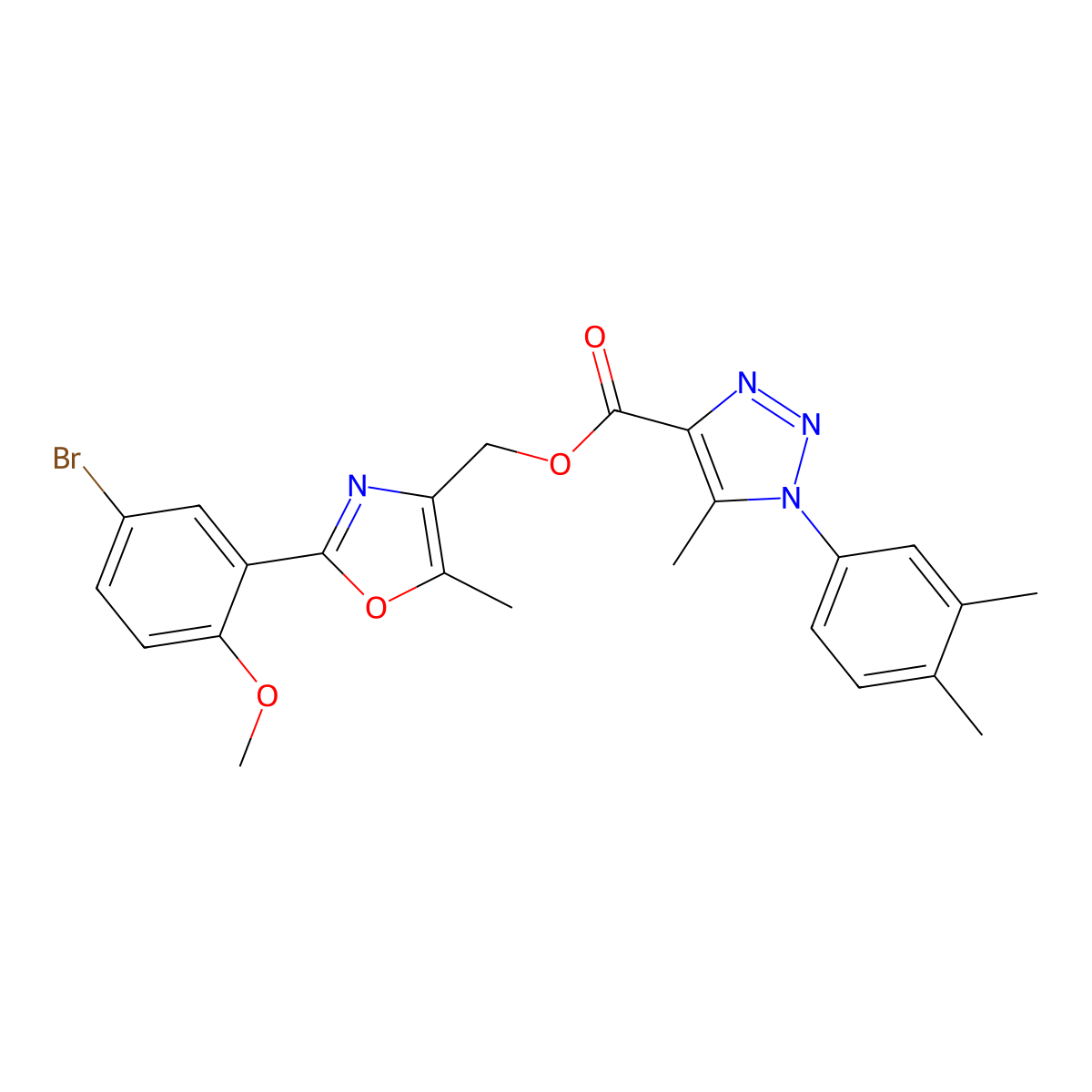 [2-(5-bromo-2-methoxyphenyl)-5-methyl-1,3-oxazol-4-yl]methyl 1-(3,4-dimethylphenyl)-5-methyl-1H-1,2,3-triazole-4-carboxylate molecular structure, CAS 1224001-62-0