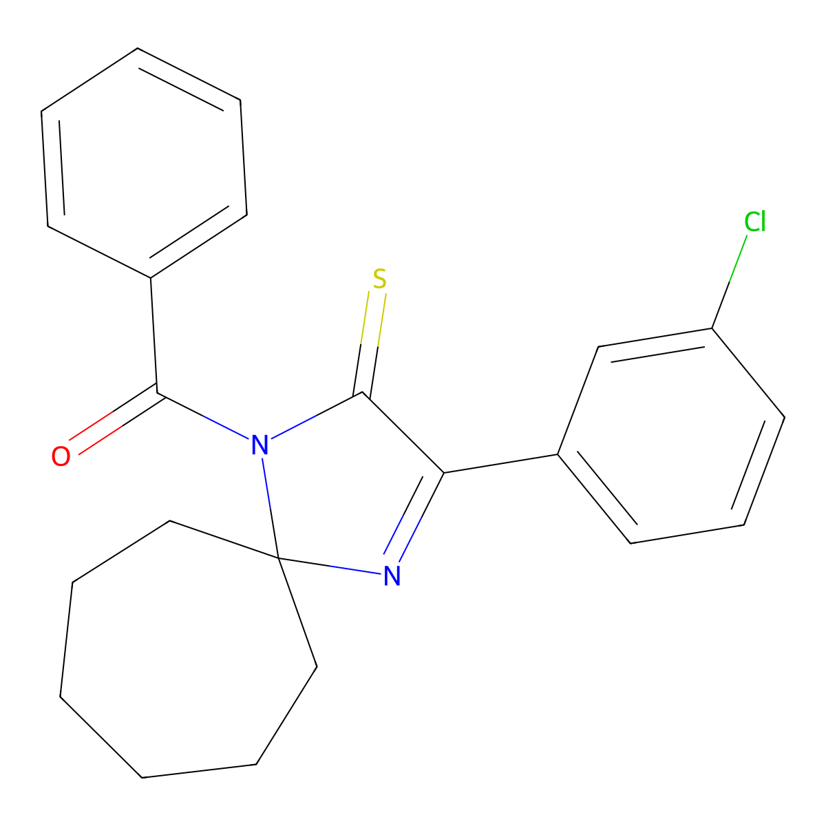 1-Benzoyl-3-(3-chlorophenyl)-1,4-diazaspiro[4.6]undec-3-ene-2-thione molecular structure, CAS 1224001-69-7