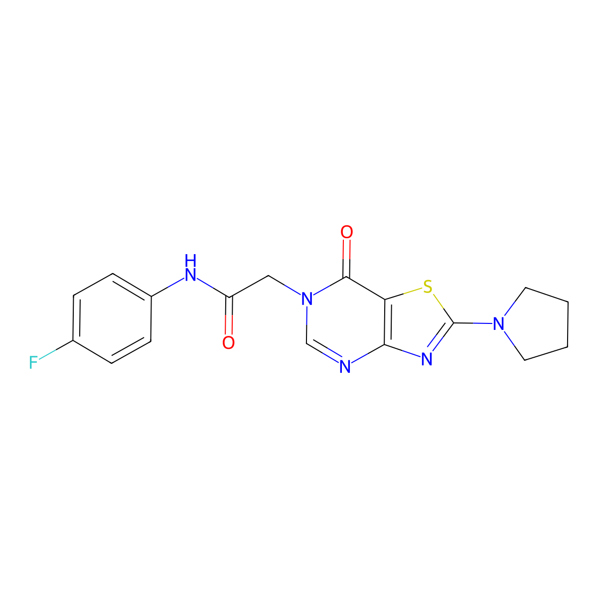 N-(4-fluorophenyl)-2-(7-oxo-2-(pyrrolidin-1-yl)thiazolo[4,5-d]pyrimidin-6(7H)-yl)acetamide molecular structure, CAS 1224001-96-0
