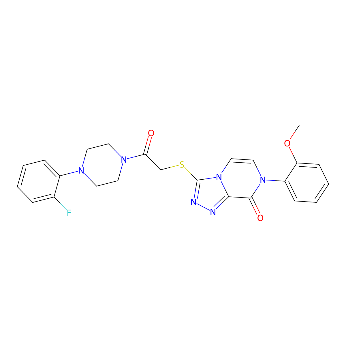 3-({2-[4-(2-fluorophenyl)piperazin-1-yl]-2-oxoethyl}thio)-7-(2-methoxyphenyl)[1,2,4]triazolo[4,3-a]pyrazin-8(7H)-one molecular structure, CAS 1224003-81-9