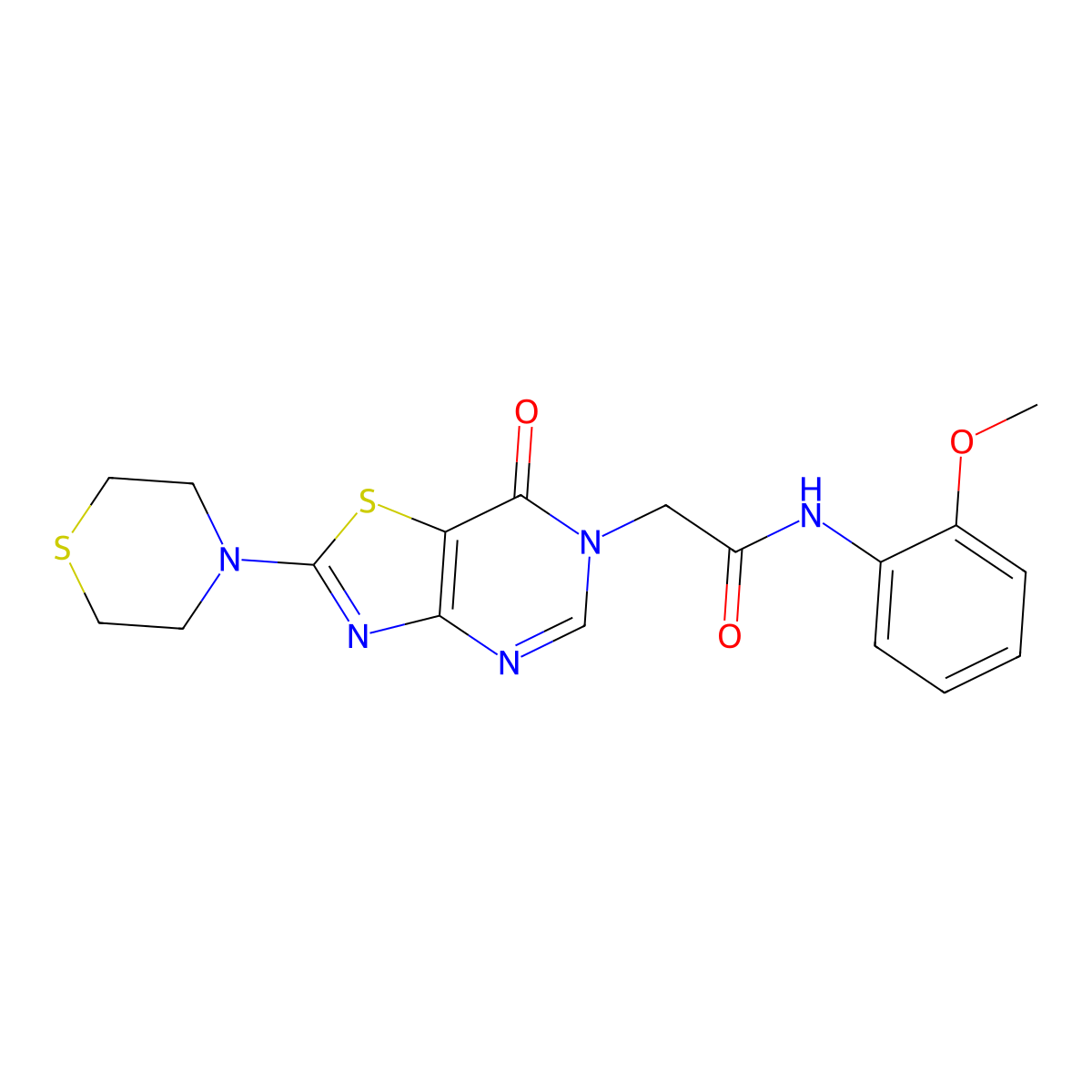 N-(2-methoxyphenyl)-2-(7-oxo-2-thiomorpholinothiazolo[4,5-d]pyrimidin-6(7H)-yl)acetamide molecular structure, CAS 1224003-83-1