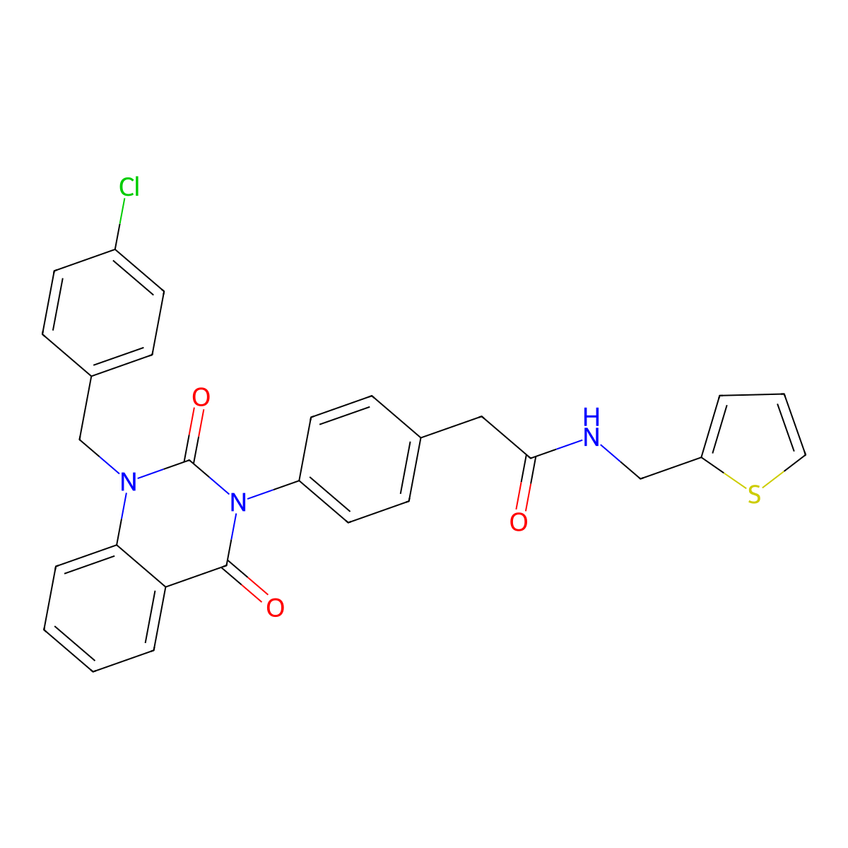 2-(4-(1-(4-chlorobenzyl)-2,4-dioxo-1,2-dihydroquinazolin-3(4H)-yl)phenyl)-N-(thiophen-2-ylmethyl)acetamide molecular structure, CAS 1224004-14-1