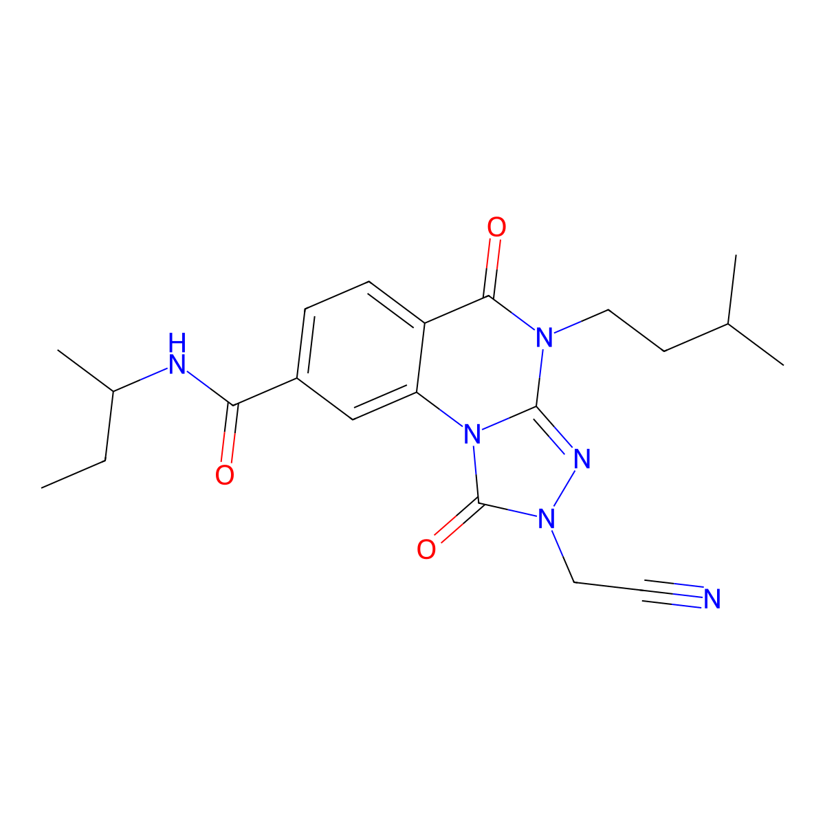 N-butan-2-yl-2-(cyanomethyl)-4-(3-methylbutyl)-1,5-dioxo-[1,2,4]triazolo[4,3-a]quinazoline-8-carboxamide molecular structure, CAS 1224004-67-4