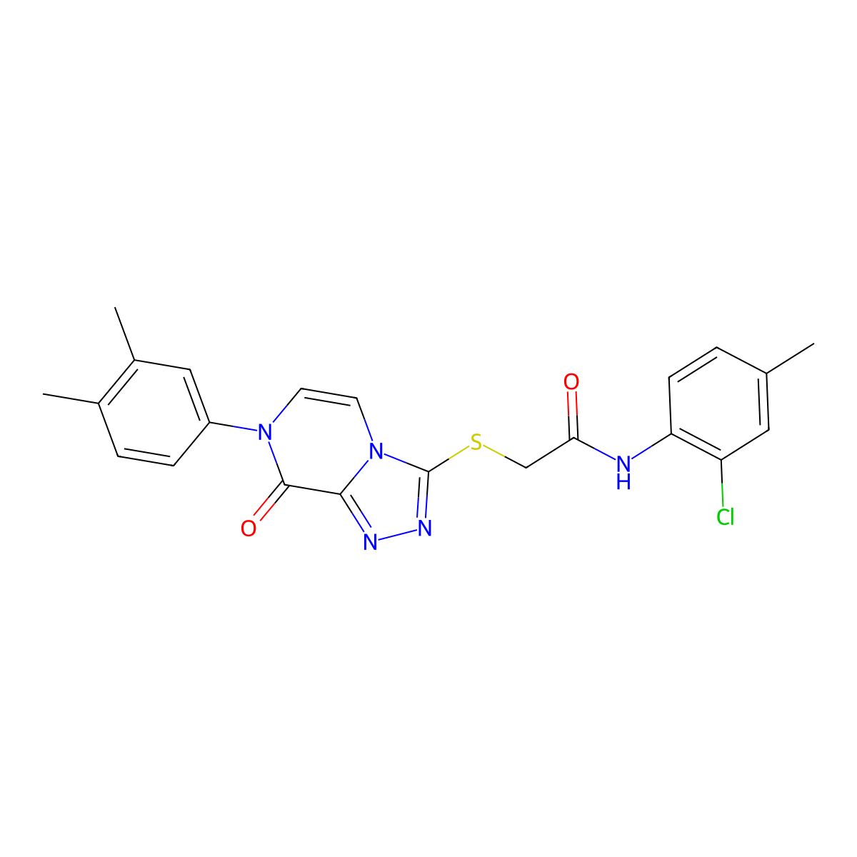 N-(2-chloro-4-methylphenyl)-2-((7-(3,4-dimethylphenyl)-8-oxo-7,8-dihydro-[1,2,4]triazolo[4,3-a]pyrazin-3-yl)thio)acetamide molecular structure, CAS 1224005-30-4