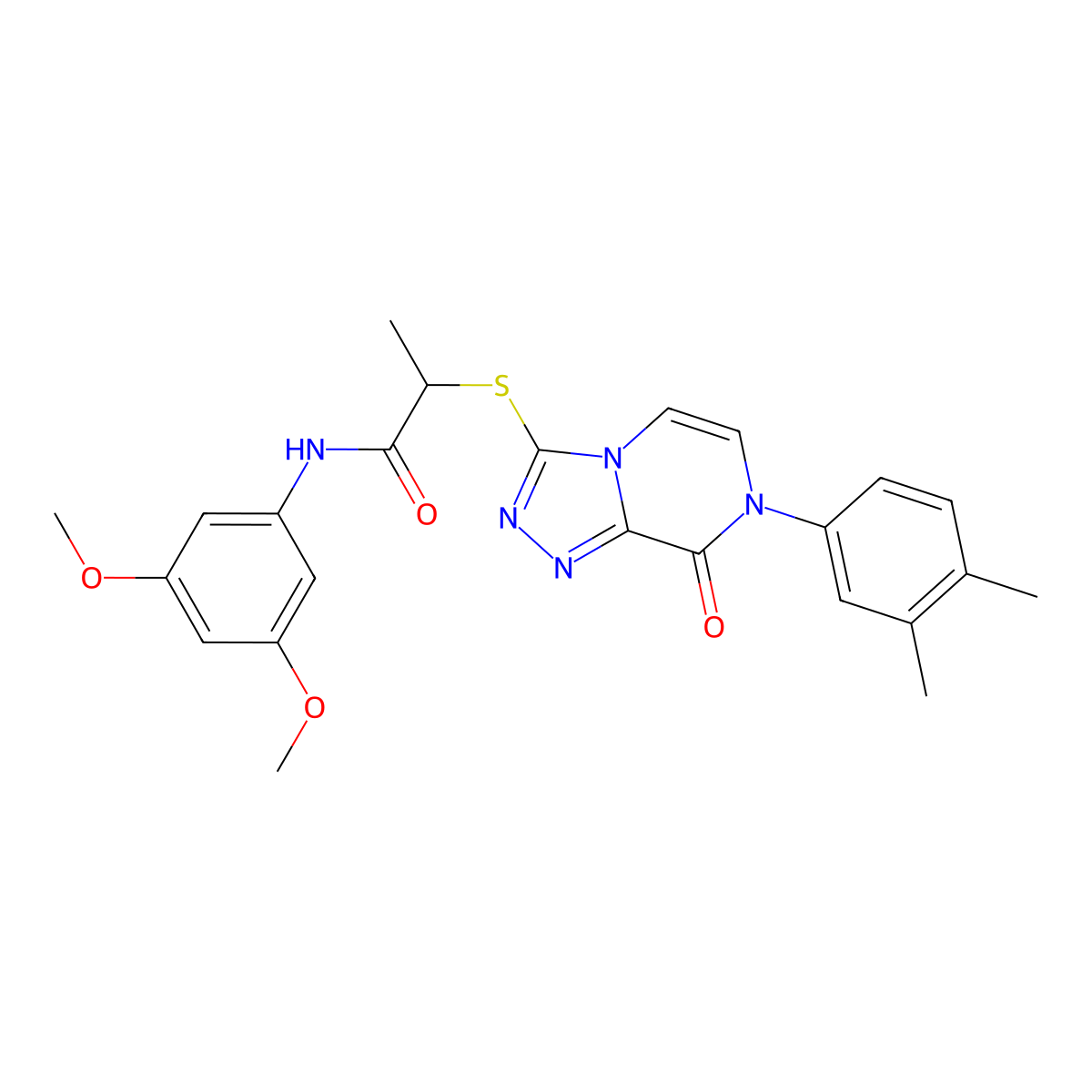 N-(3,5-dimethoxyphenyl)-2-((7-(3,4-dimethylphenyl)-8-oxo-7,8-dihydro-[1,2,4]triazolo[4,3-a]pyrazin-3-yl)thio)propanamide molecular structure, CAS 1224005-71-3