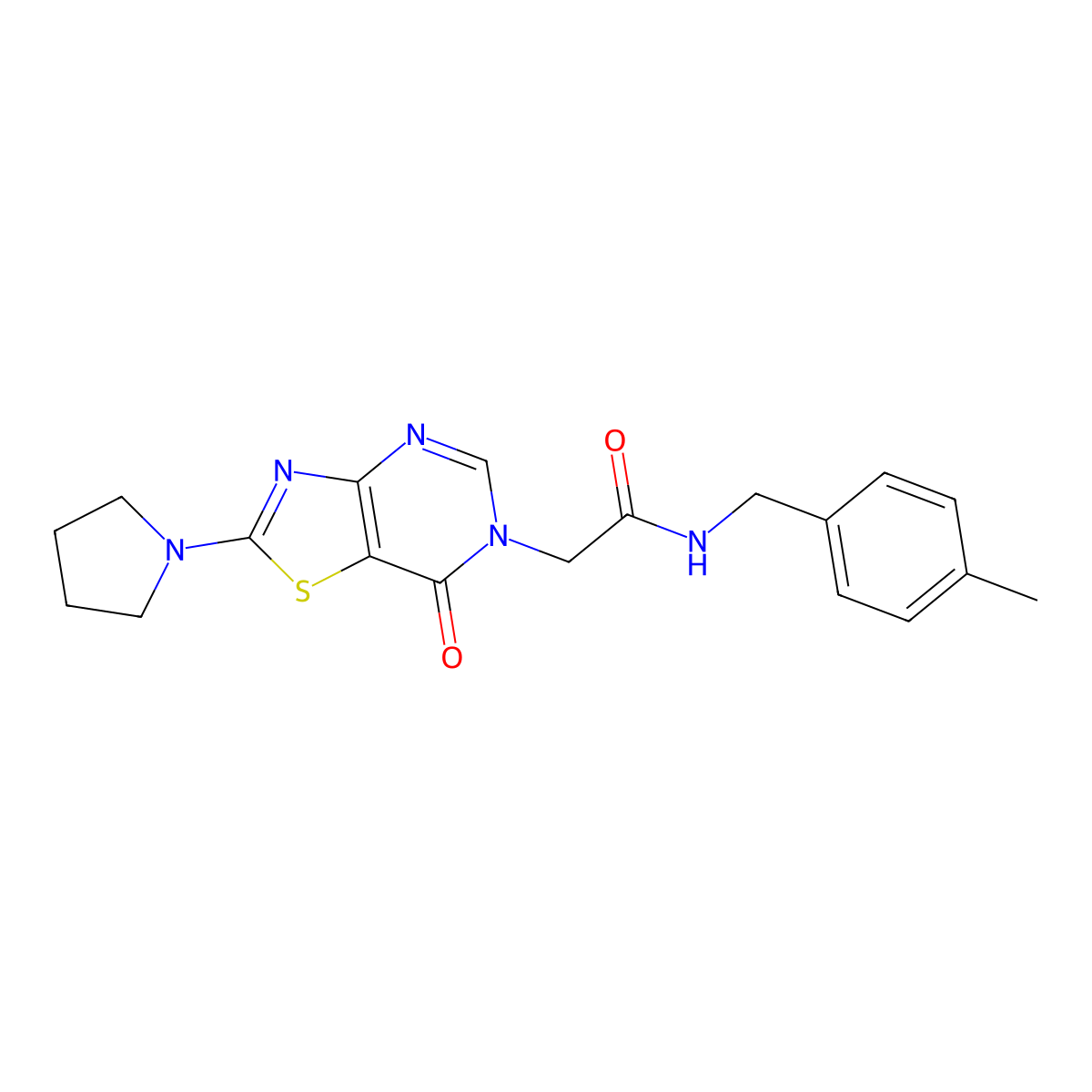 N-(4-methylbenzyl)-2-(7-oxo-2-(pyrrolidin-1-yl)thiazolo[4,5-d]pyrimidin-6(7H)-yl)acetamide molecular structure, CAS 1224007-03-7