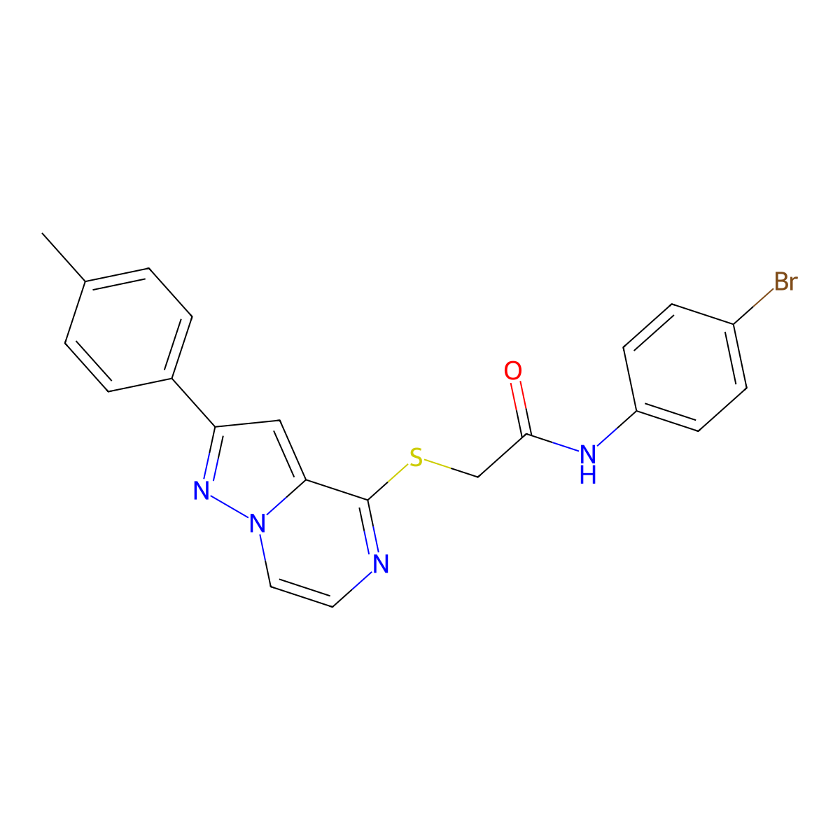 N-(4-Bromophenyl)-2-{[2-(4-methylphenyl)pyrazolo[1,5-A]pyrazin-4-YL]sulfanyl}acetamide molecular structure, CAS 1224007-22-0