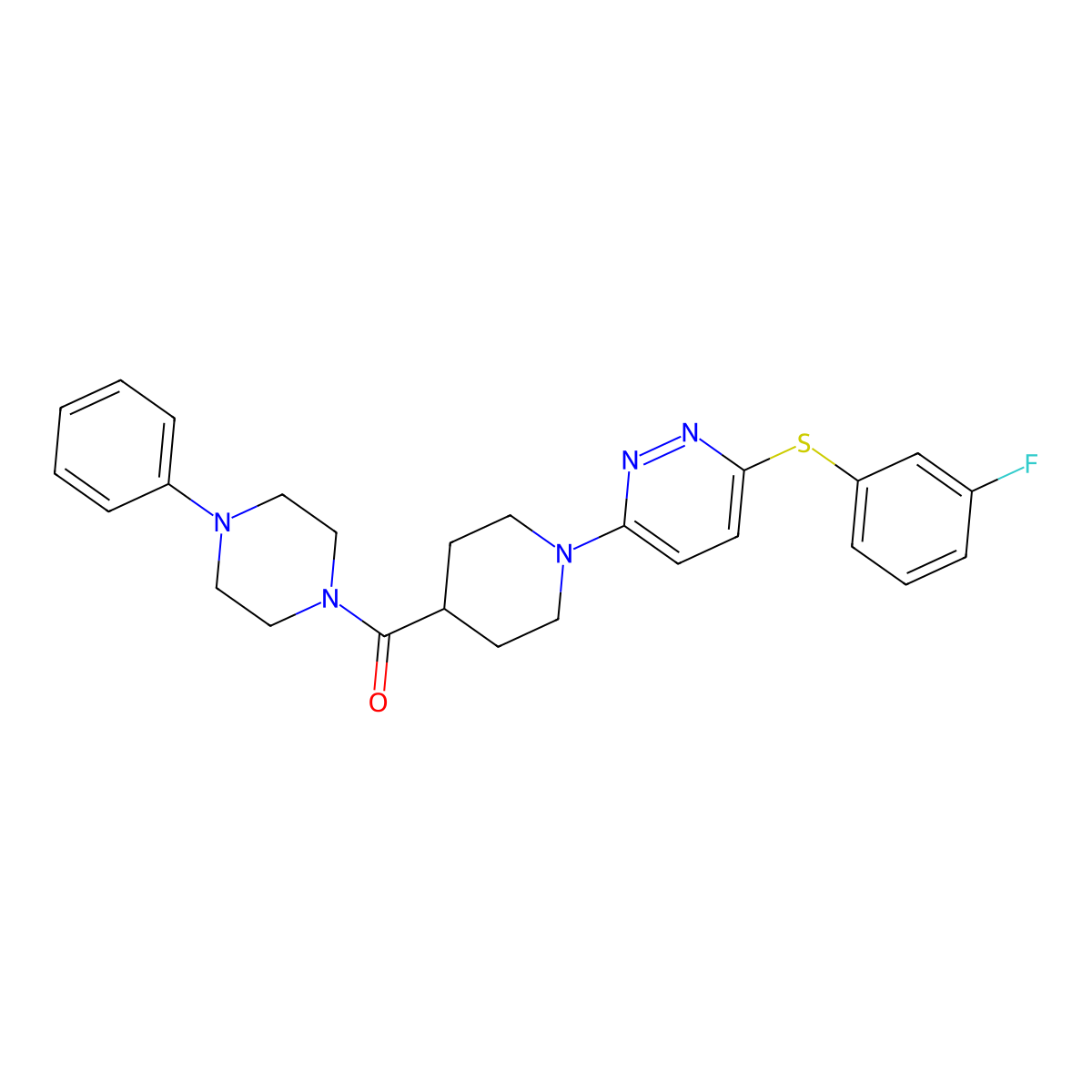 (1-(6-((3-Fluorophenyl)thio)pyridazin-3-yl)piperidin-4-yl)(4-phenylpiperazin-1-yl)methanone molecular structure, CAS 1224007-46-8