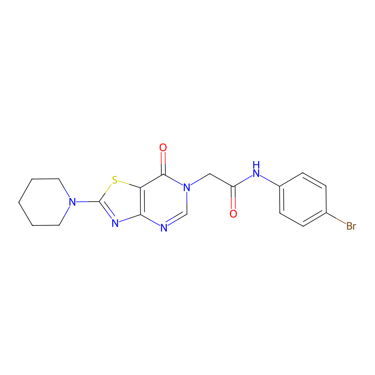 N-(4-bromophenyl)-2-[7-oxo-2-(piperidin-1-yl)-6H,7H-[1,3]thiazolo[4,5-d]pyrimidin-6-yl]acetamide molecular structure, CAS 1224009-36-2