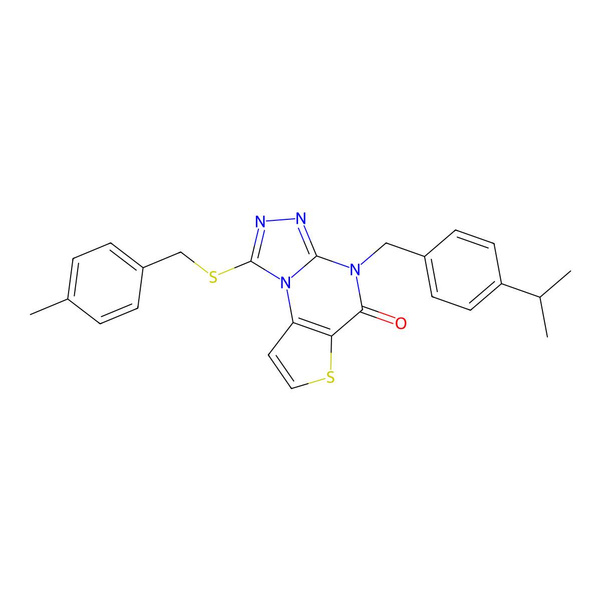 4-(4-isopropylbenzyl)-1-((4-methylbenzyl)thio)thieno[2,3-e][1,2,4]triazolo[4,3-a]pyrimidin-5(4H)-one molecular structure, CAS 1224010-96-1