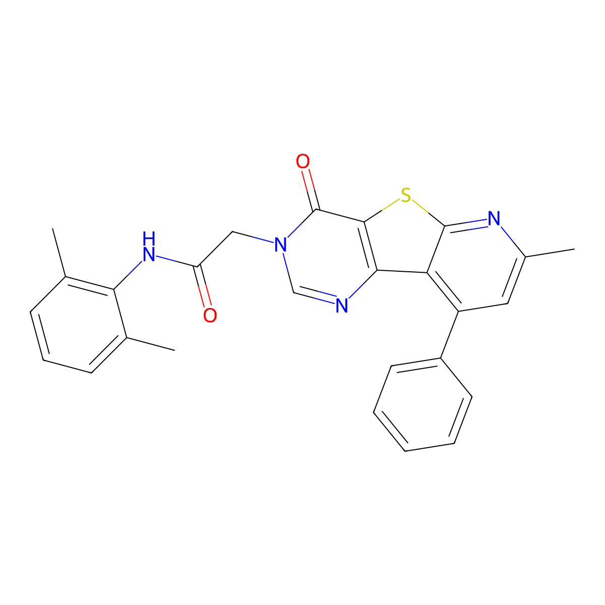 N-(2,6-dimethylphenyl)-2-(7-methyl-4-oxo-9-phenylpyrido[3',2':4,5]thieno[3,2-d]pyrimidin-3(4H)-yl)acetamide molecular structure, CAS 1224011-14-6