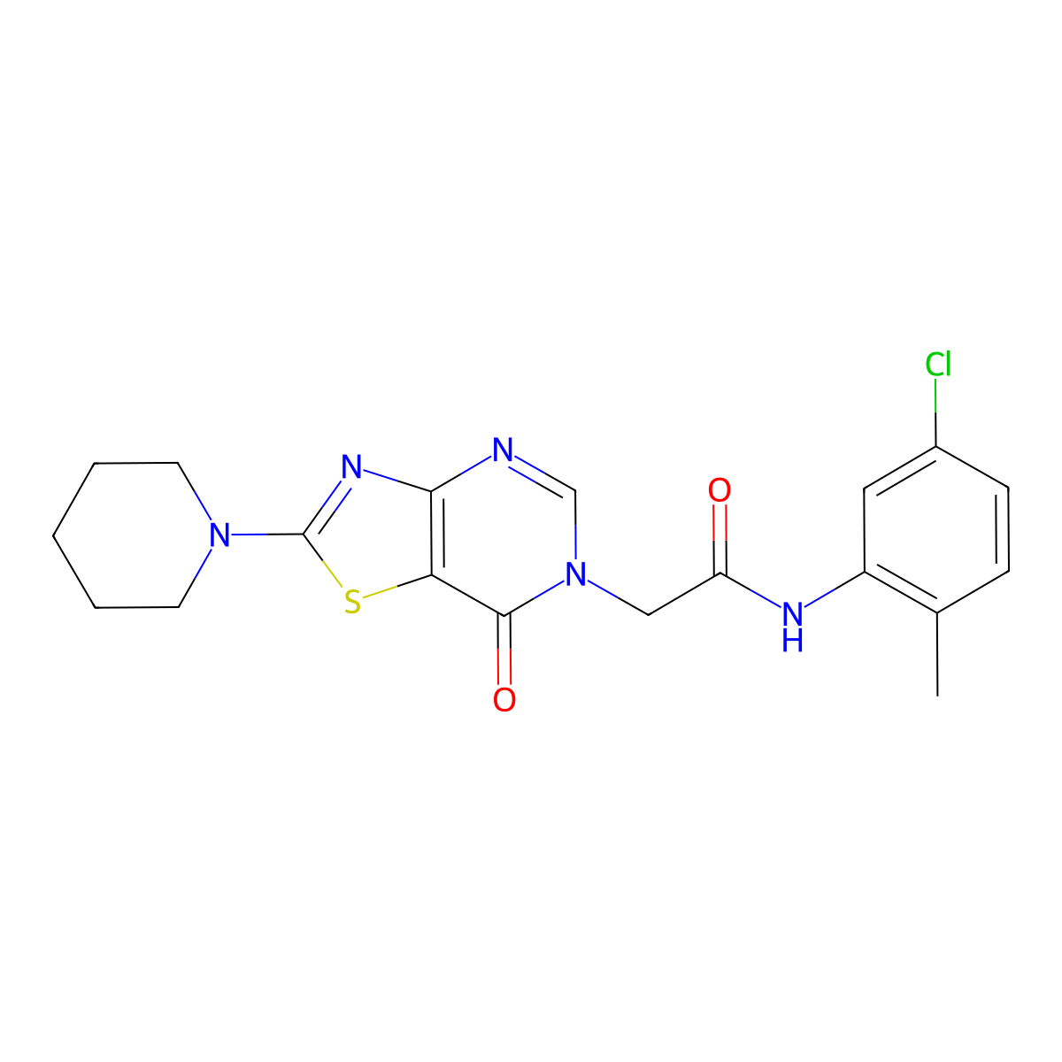 N-(5-chloro-2-methylphenyl)-2-[7-oxo-2-(piperidin-1-yl)[1,3]thiazolo[4,5-d]pyrimidin-6(7H)-yl]acetamide molecular structure, CAS 1224011-25-9