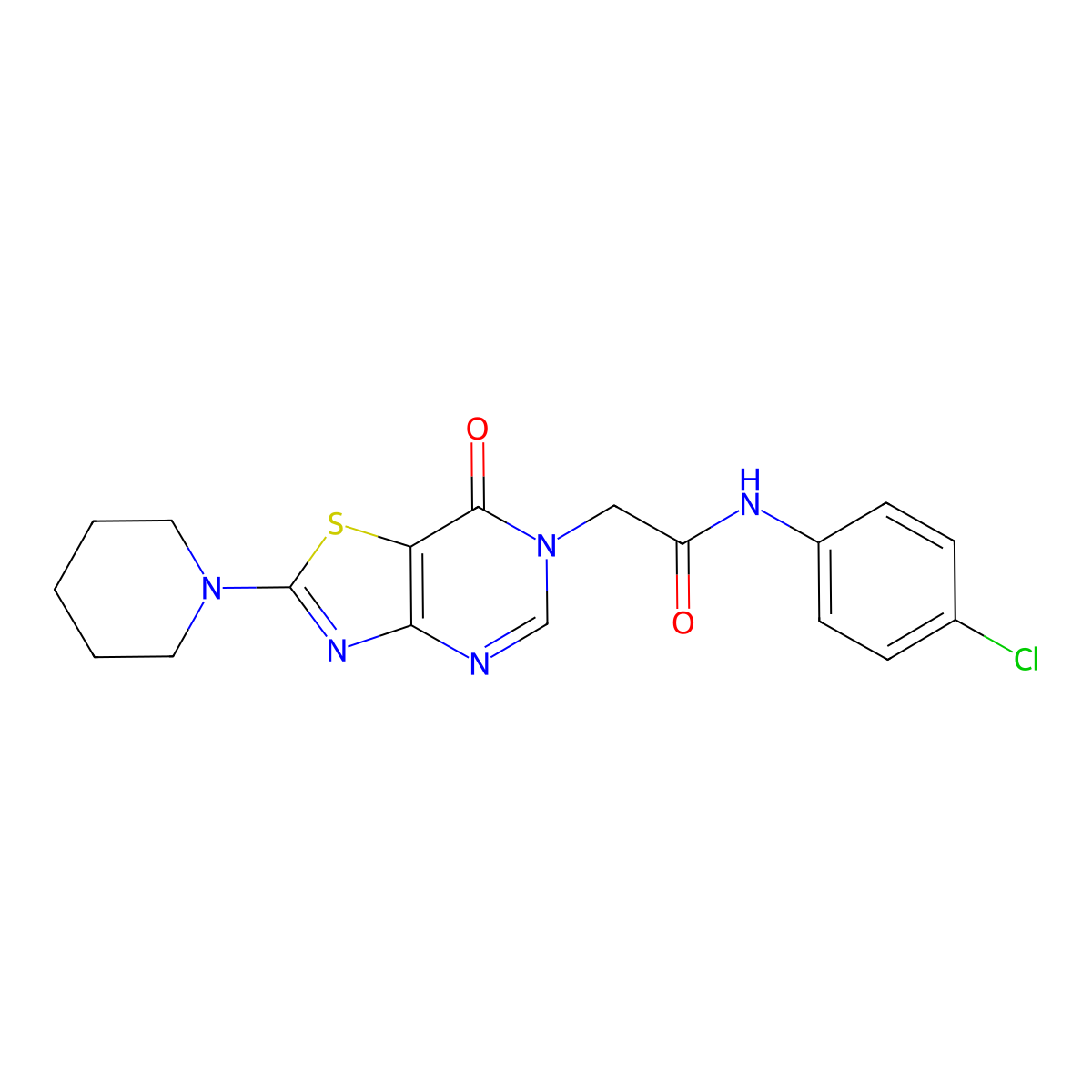 N-(4-chlorophenyl)-2-[7-oxo-2-(piperidin-1-yl)[1,3]thiazolo[4,5-d]pyrimidin-6(7H)-yl]acetamide molecular structure, CAS 1224011-34-0