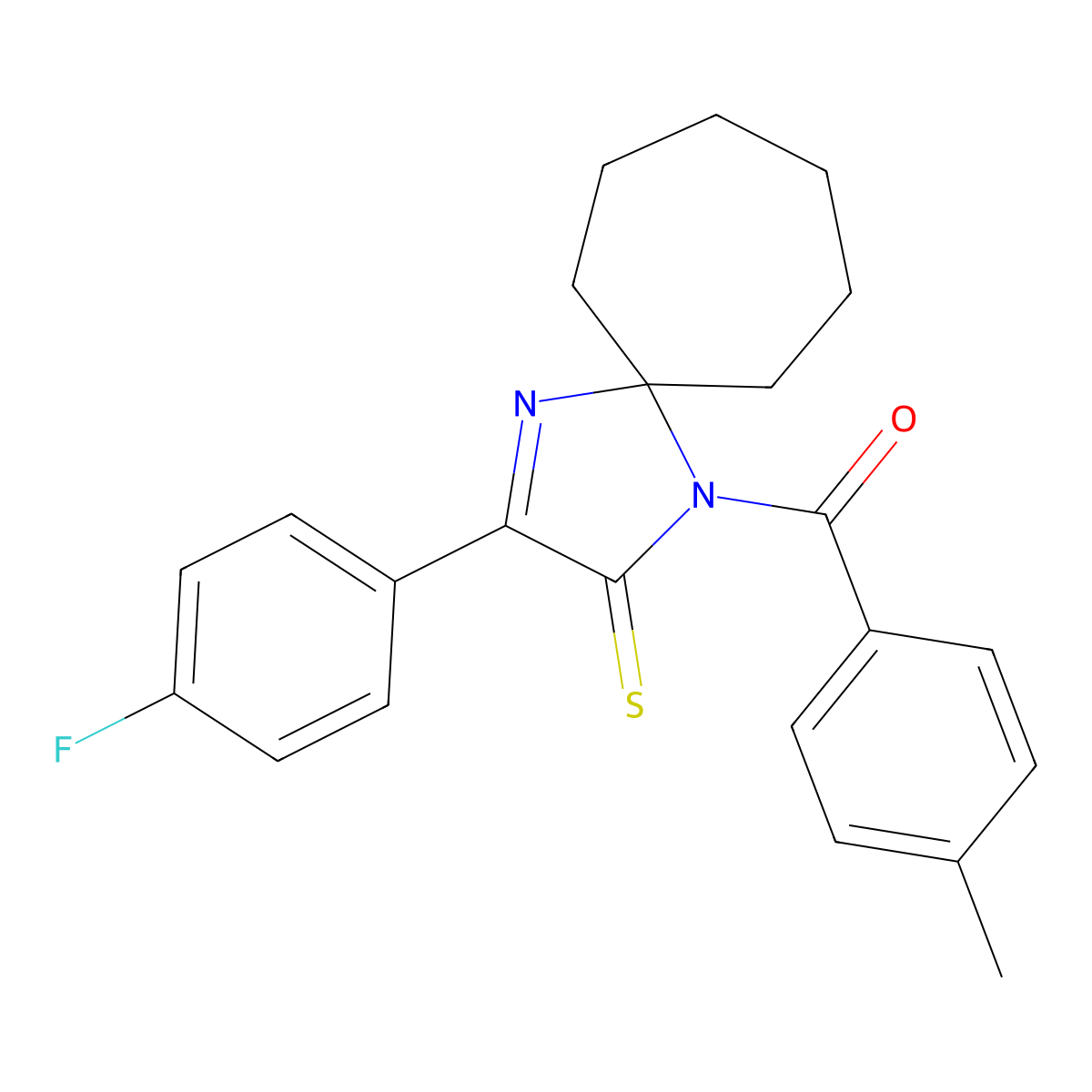 3-(4-Fluorophenyl)-1-(4-methylbenzoyl)-1,4-diazaspiro[4.6]undec-3-ene-2-thione molecular structure, CAS 1224011-54-4