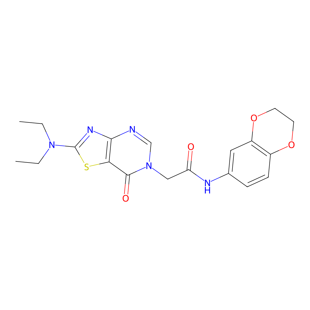 2-(2-(diethylamino)-7-oxothiazolo[4,5-d]pyrimidin-6(7H)-yl)-N-(2,3-dihydrobenzo[b][1,4]dioxin-6-yl)acetamide molecular structure, CAS 1224013-84-6