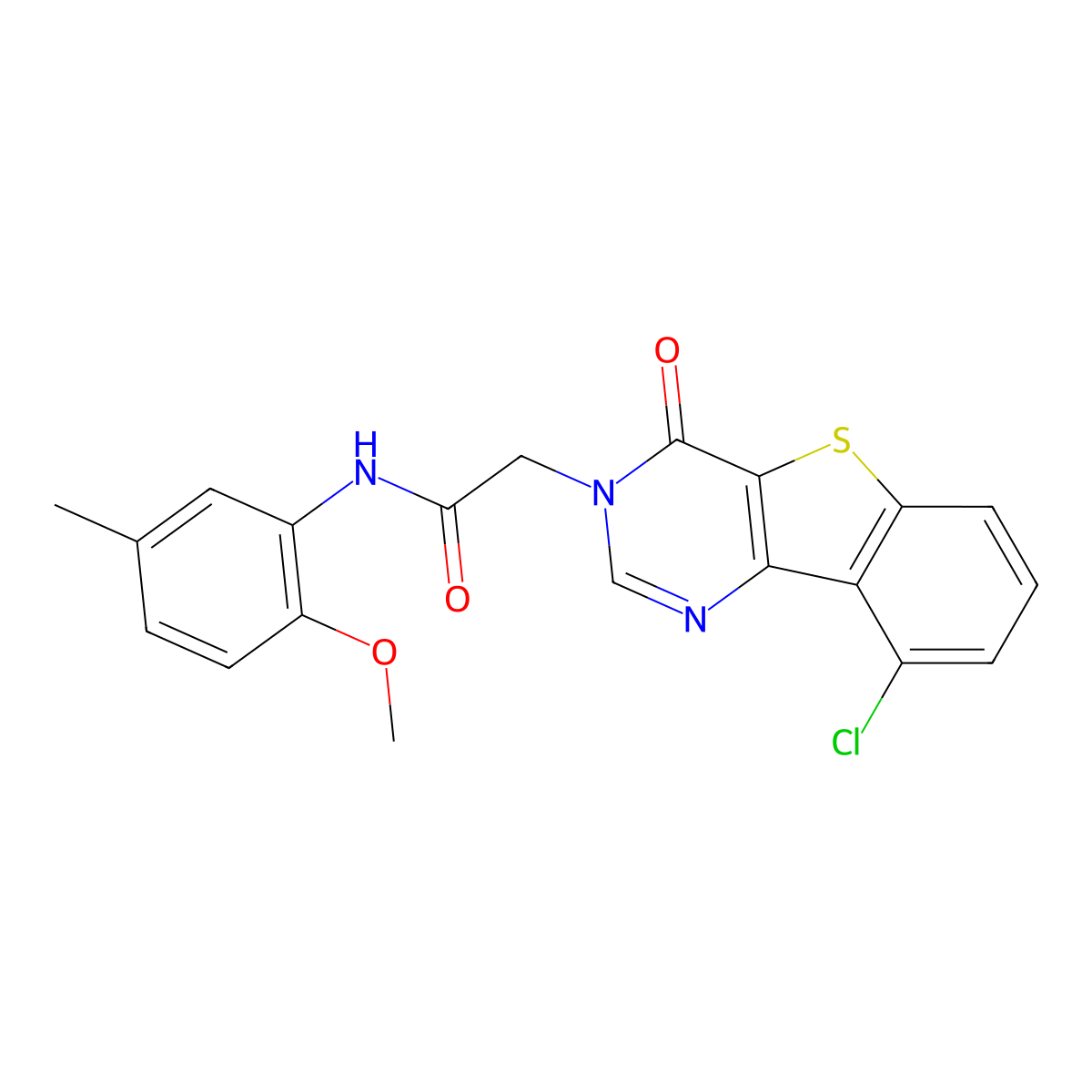 2-(9-chloro-4-oxo[1]benzothieno[3,2-d]pyrimidin-3(4H)-yl)-N-(2-methoxy-5-methylphenyl)acetamide molecular structure, CAS 1224014-45-2