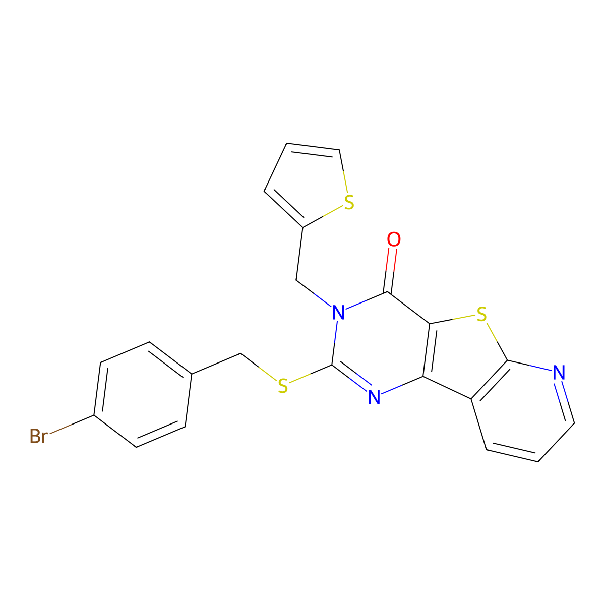 2-((4-bromobenzyl)thio)-3-(thiophen-2-ylmethyl)pyrido[3',2':4,5]thieno[3,2-d]pyrimidin-4(3H)-one molecular structure, CAS 1224014-81-6