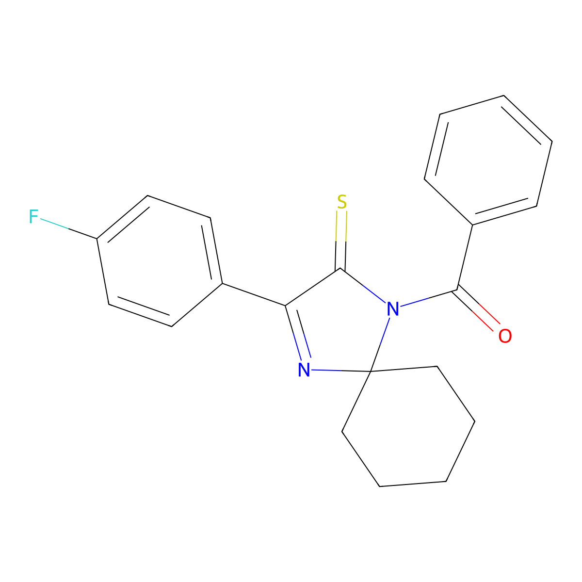1-Benzoyl-3-(4-fluorophenyl)-1,4-diazaspiro[4.5]dec-3-ene-2-thione molecular structure, CAS 1224015-35-3