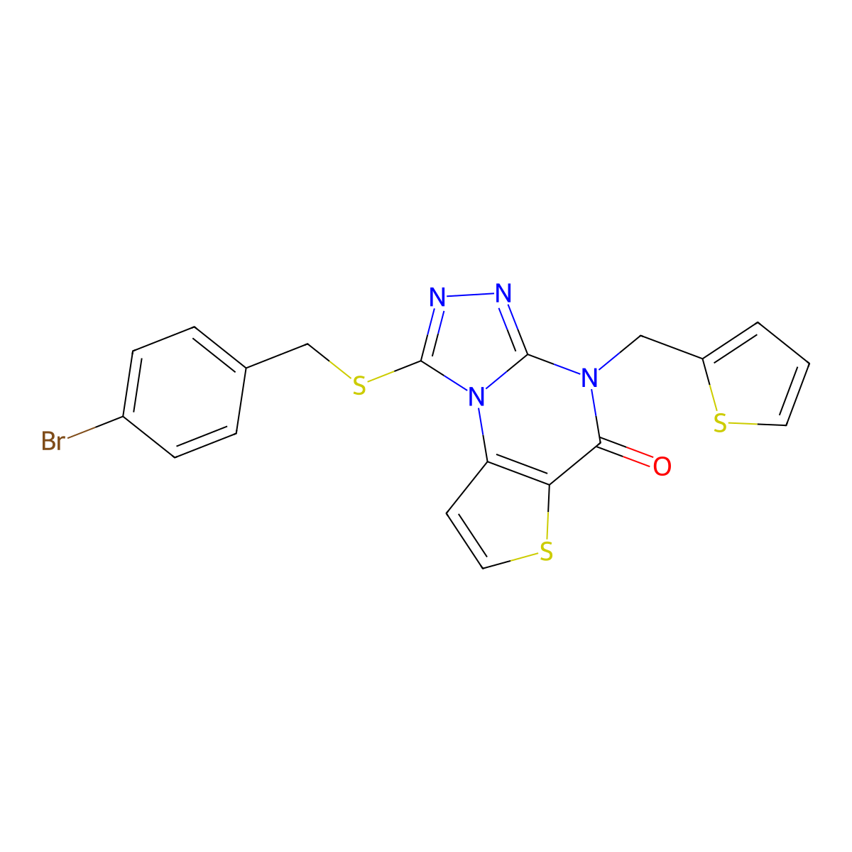 1-((4-bromobenzyl)thio)-4-(thiophen-2-ylmethyl)thieno[2,3-e][1,2,4]triazolo[4,3-a]pyrimidin-5(4H)-one molecular structure, CAS 1224015-61-5