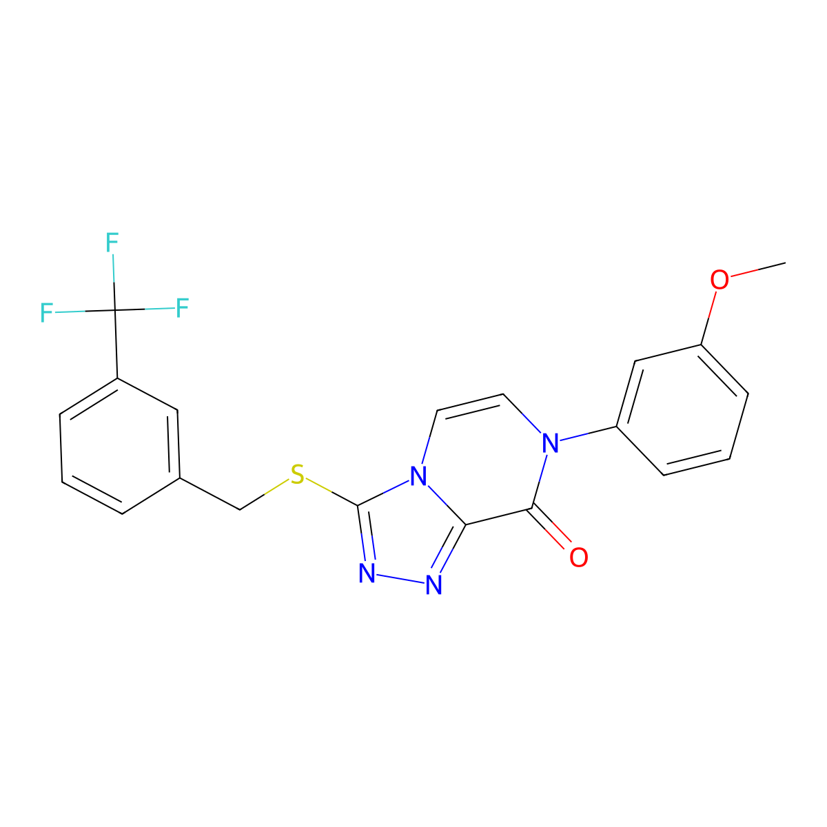 7-(3-methoxyphenyl)-3-((3-(trifluoromethyl)benzyl)thio)-[1,2,4]triazolo[4,3-a]pyrazin-8(7H)-one molecular structure, CAS 1224015-62-6