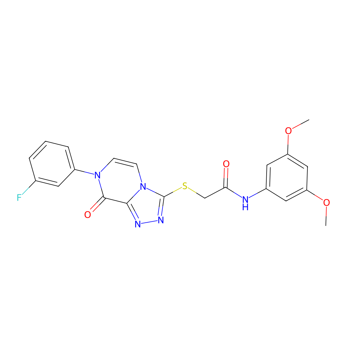 N-(3,5-dimethoxyphenyl)-2-[[7-(3-fluorophenyl)-8-oxo-[1,2,4]triazolo[4,3-a]pyrazin-3-yl]sulfanyl]acetamide molecular structure, CAS 1224015-91-1