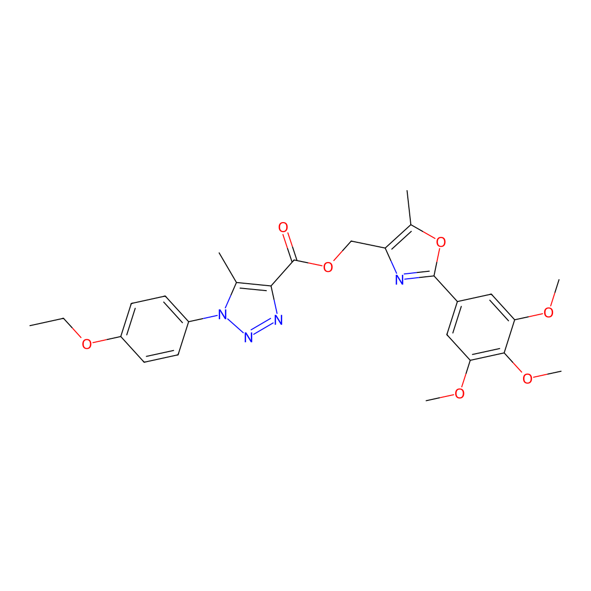 [5-methyl-2-(3,4,5-trimethoxyphenyl)-1,3-oxazol-4-yl]methyl 1-(4-ethoxyphenyl)-5-methyl-1H-1,2,3-triazole-4-carboxylate molecular structure, CAS 1224016-01-6