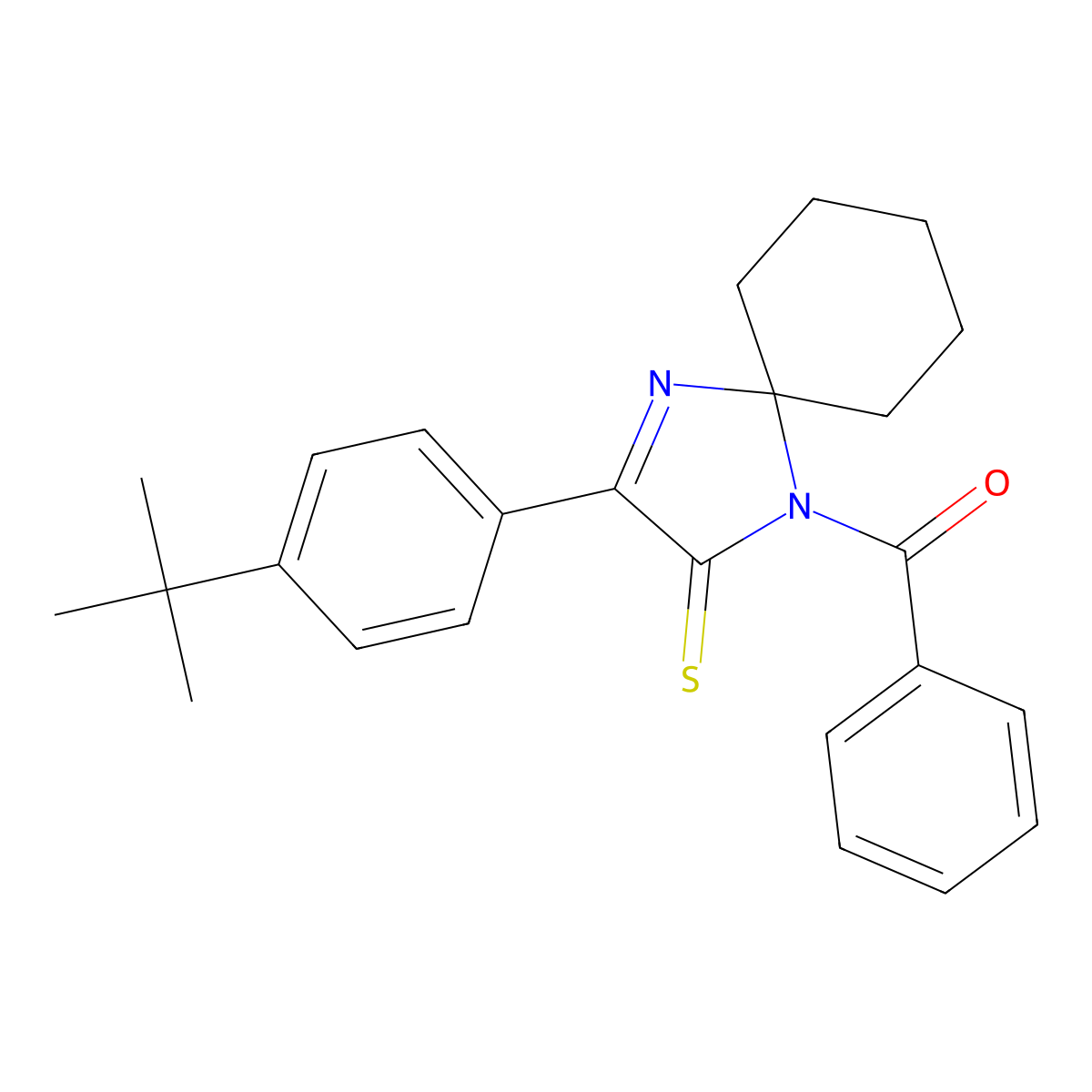 1-Benzoyl-3-(4-tert-butylphenyl)-1,4-diazaspiro[4.5]dec-3-ene-2-thione molecular structure, CAS 1224016-38-9