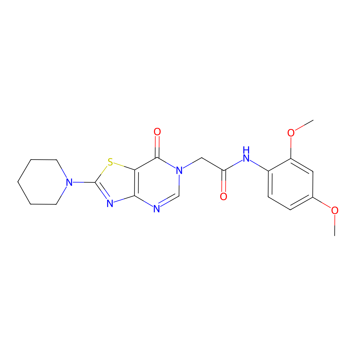 N-(2,4-dimethoxyphenyl)-2-[7-oxo-2-(piperidin-1-yl)[1,3]thiazolo[4,5-d]pyrimidin-6(7H)-yl]acetamide molecular structure, CAS 1224016-43-6