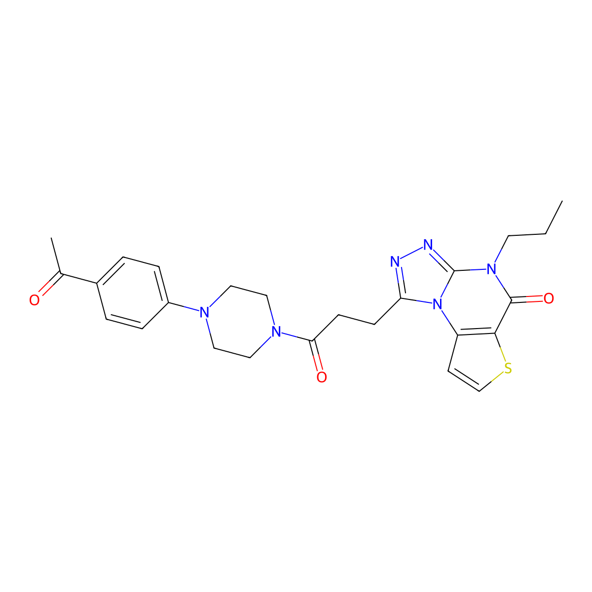1-(3-(4-(4-acetylphenyl)piperazin-1-yl)-3-oxopropyl)-4-propylthieno[2,3-e][1,2,4]triazolo[4,3-a]pyrimidin-5(4H)-one molecular structure, CAS 1224016-59-4