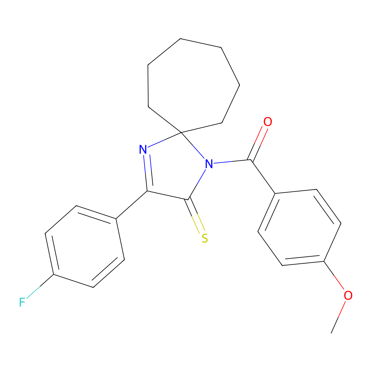 3-(4-Fluorophenyl)-1-(4-methoxybenzoyl)-1,4-diazaspiro[4.6]undec-3-ene-2-thione molecular structure, CAS 1224018-26-1