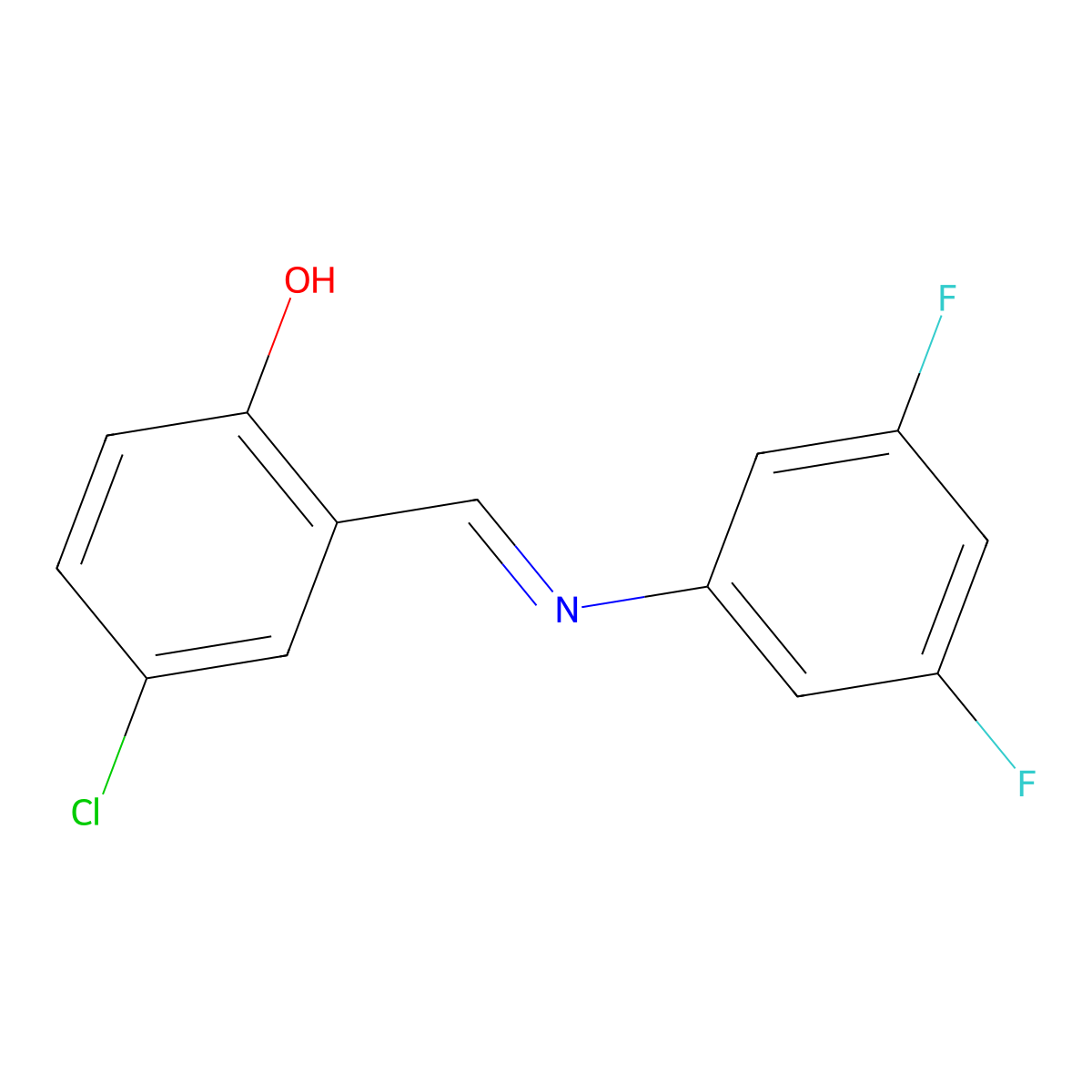4-chloro-2-{(E)-[(3,5-difluorophenyl)imino]methyl}phenol molecular structure, CAS 1224018-88-5