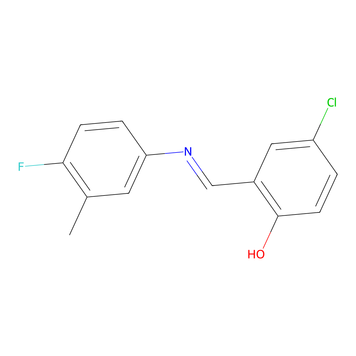 4-chloro-2-{(E)-[(4-fluoro-3-methylphenyl)imino]methyl}phenol molecular structure, CAS 1224019-00-4